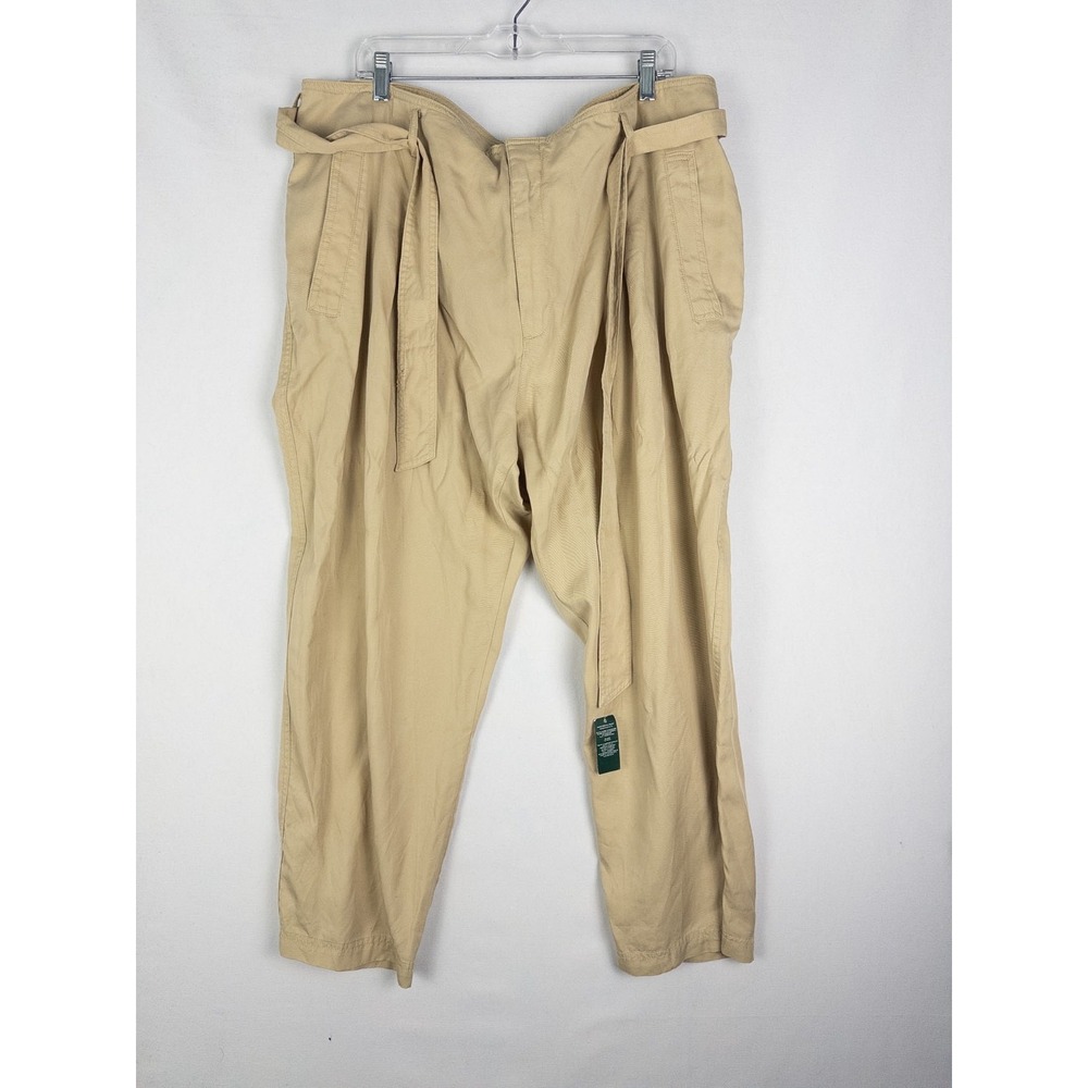 NWT Lauren‎ Ralph Lauren Pants Womens 20W Beige Loose Strap Casual Lyocell